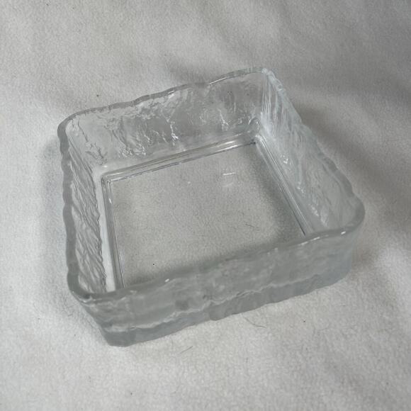 VTG Square Glass Bowl Hoya Made In Japan 6” Ice Scalloped Frosted - Picture 1 of 6